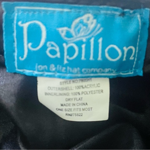 Papillon vintage plaid baker boy hat one size multicolor bow detailed buttons - Picture 14 of 14